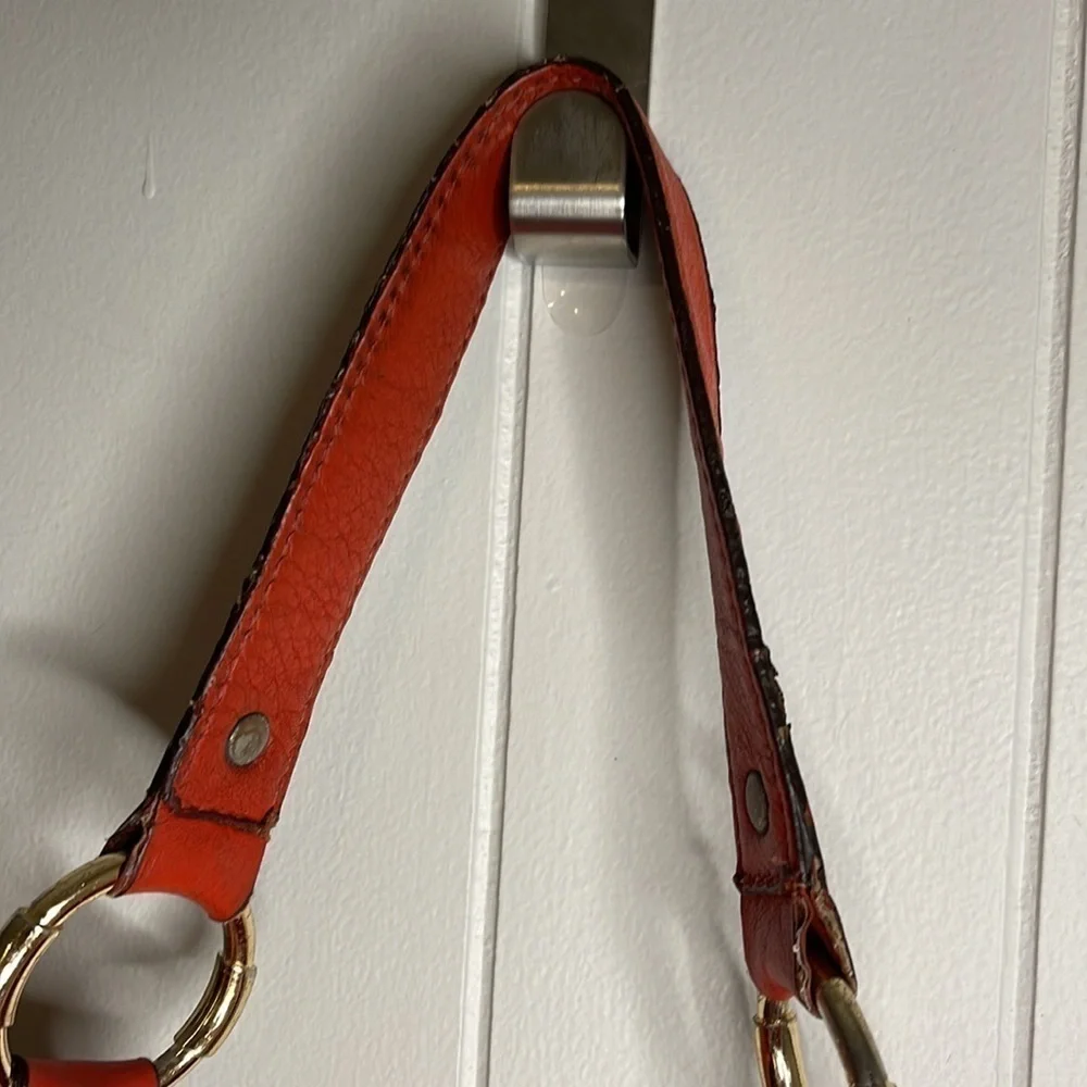 Michael Kors Fulton Orange Red Pebbled Leather Handbag Shoulder Bag